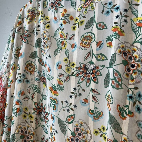 Women's S Cream Floral Open Front Boho Long Kimono Resort swim Coverup Gigio Ruf - Picture 13 of 13